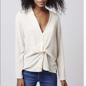 Topshop cream‎ twist front blouse